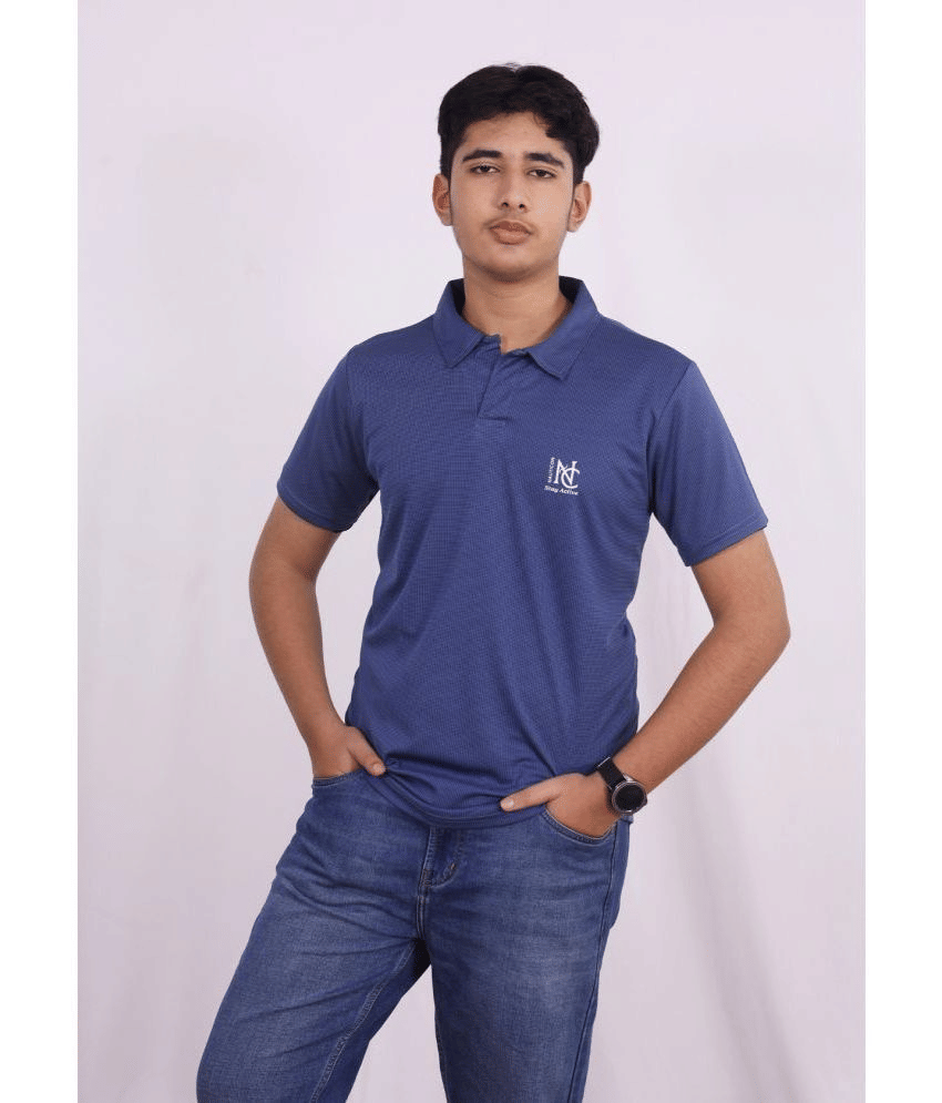    			NAUTICON Pack of 1 Polyester Regular Fit Printed Half Sleeves Men's Polo T Shirt ( Blue )
