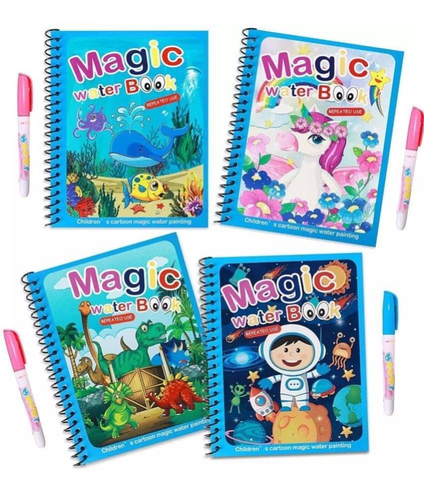 Reusable Magic Water Coloring Books for Toddlers, (Pack of 4) Paint with Water Books,Mess-Free Coloring Book,Portable Educational Doodle Drawing Toy,Improving Children's Imagination,Color Perception Gift Reusable Magic Water Coloring Books for Toddlers, (Pack of 4) Paint with Water Books,Mess-Free Coloring Book,Portable Educational Doodle Drawing Toy,Improving Children's Imagination,Color Perception Gift