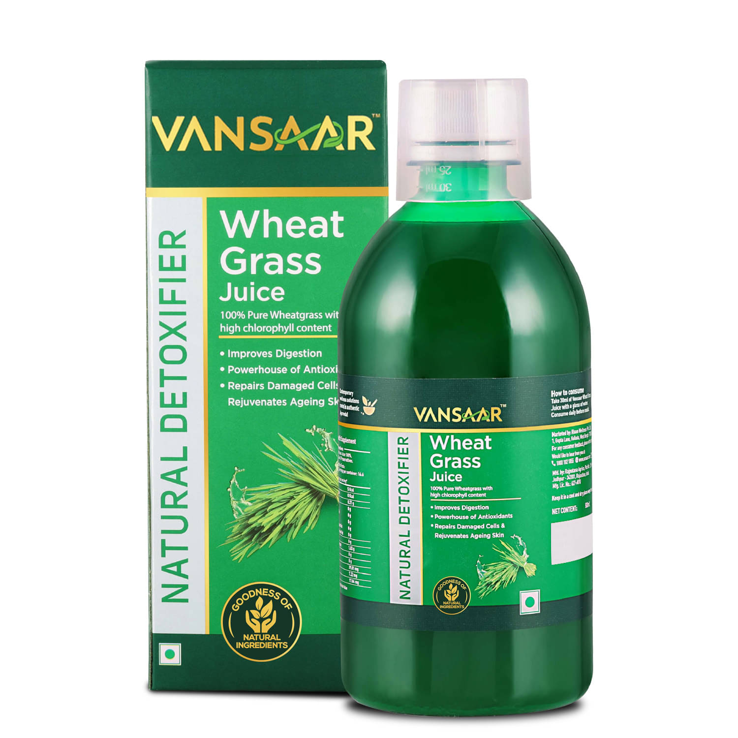     			Vansaar Wheatgrass Juice-500 ml | Natural Liver detox juice |Gut cleanser Juice