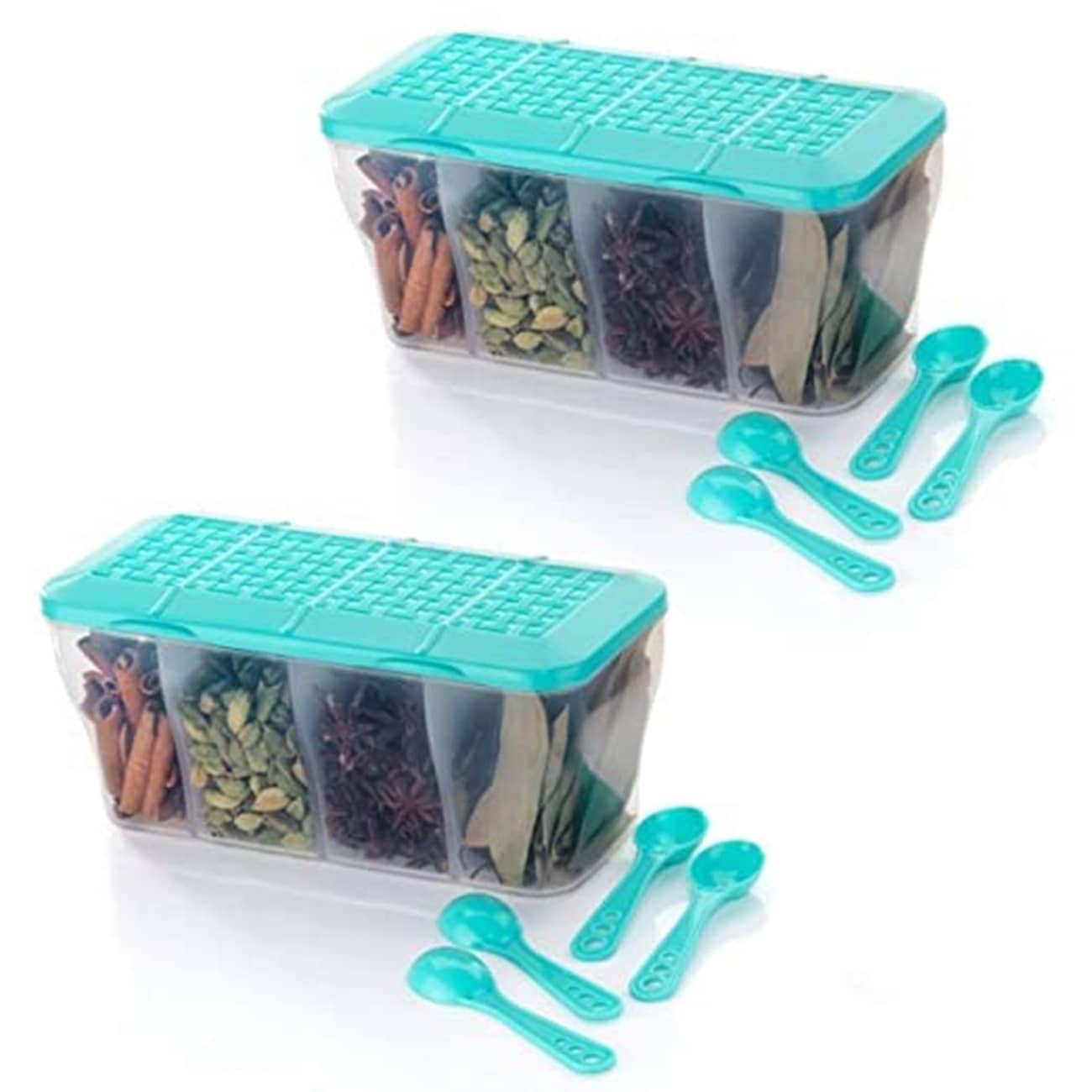 Analog Kitchenware Dal/Masala/Vegetable Plastic Sea Green Pickle Container ( Set of 2 )