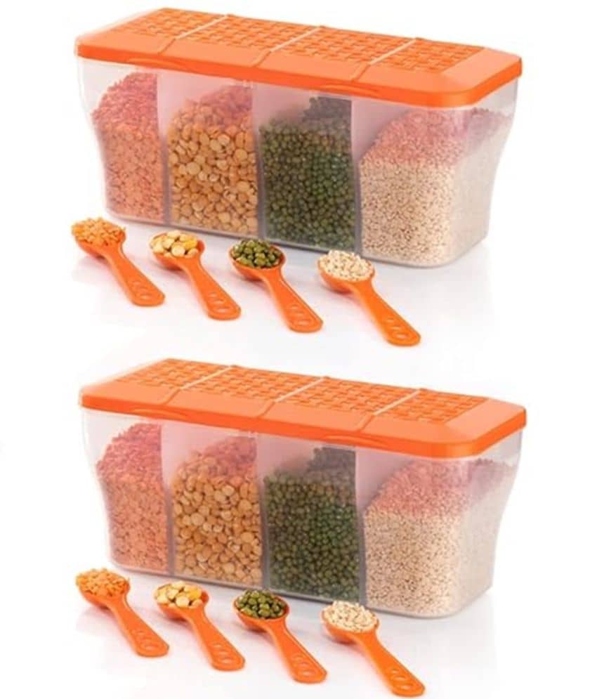 Analog Kitchenware Dal/Masala/Vegetable Plastic Orange Pickle Container ( Set of 2 )