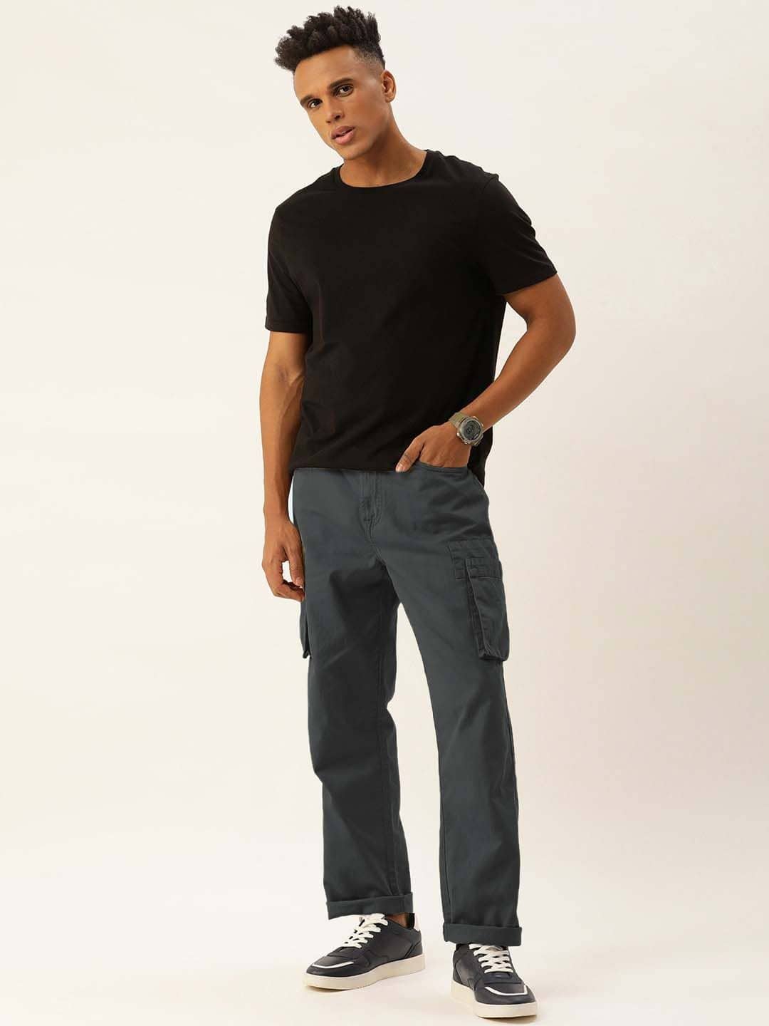 Bene Kleed Men Straight Fit Mid-Rise Pure Cotton Cargos - Trousers | Buy online on ZillyBuy