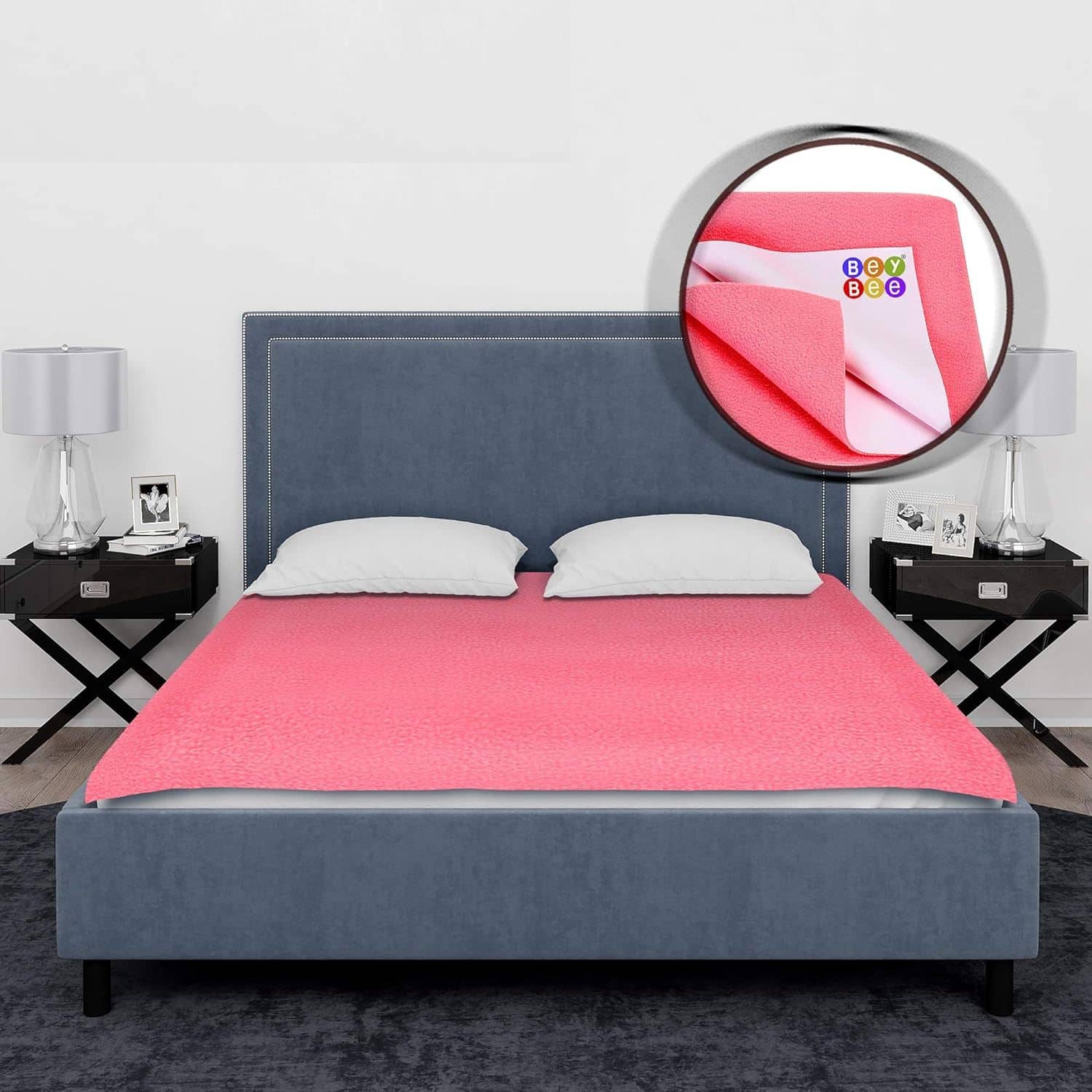 Beybee Pink Laminated Bed Protector Sheet ( Pack of 2 )
