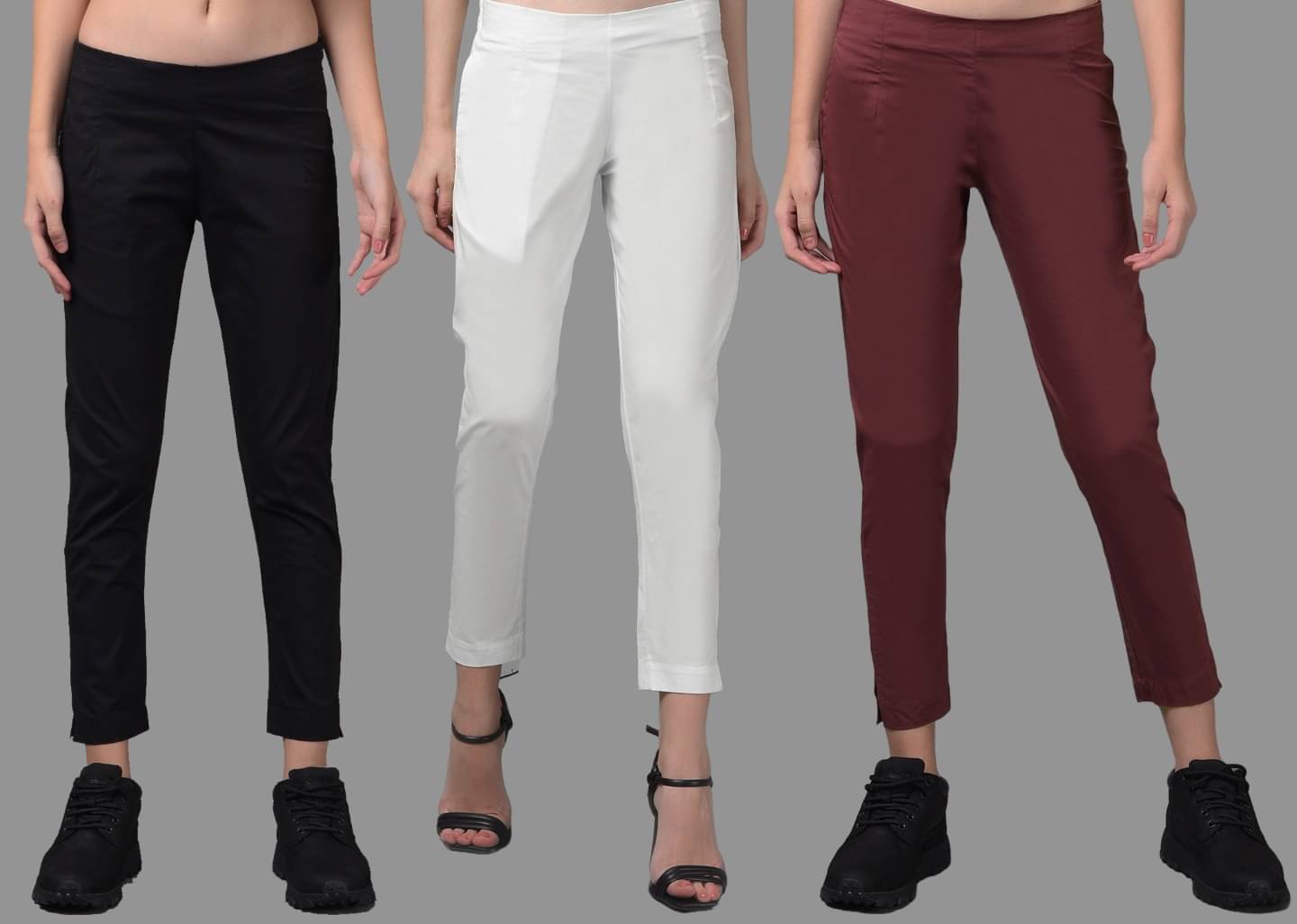     			Dollar Missy Multi Color Cotton Blend Slim Women's Casual Pants ( Pack of 3 )