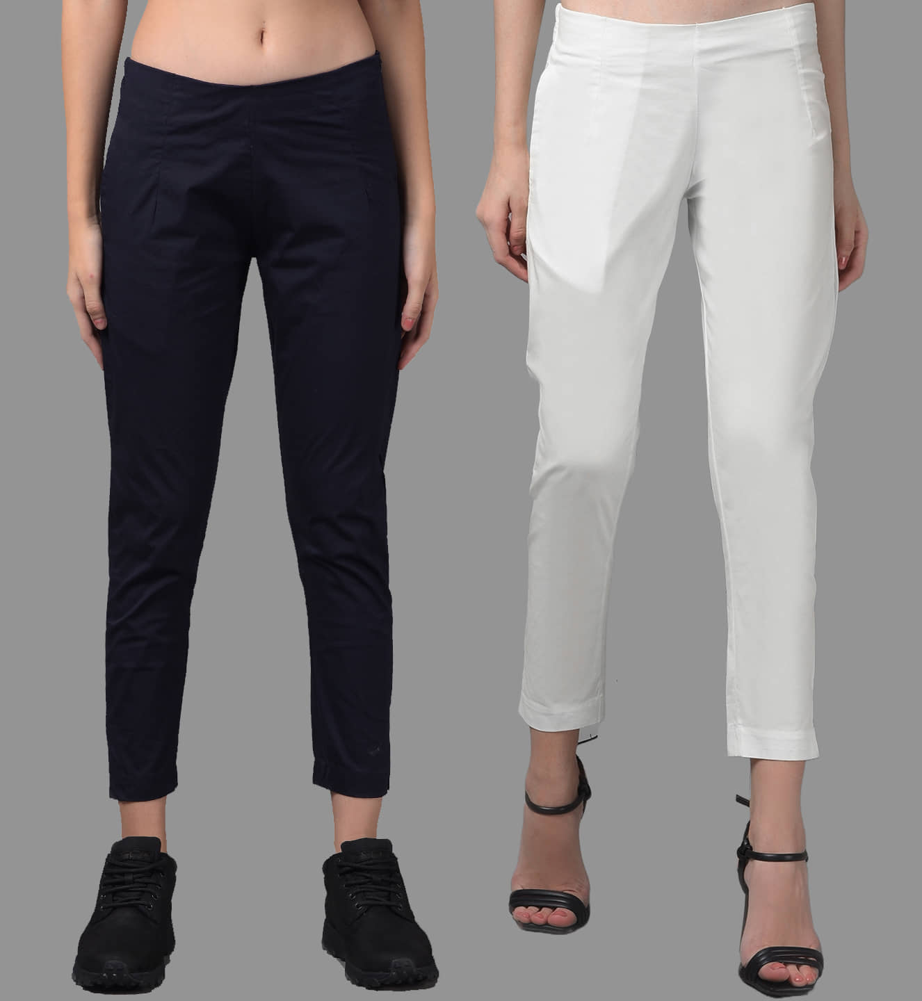 Dollar Missy Multi Color Cotton Blend Slim Women's Casual Pants ( Pack of 2 ) - Trousers | Buy online on ZillyBuy