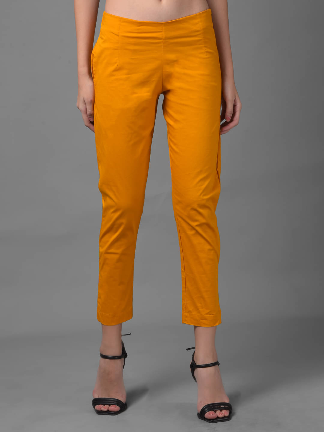     			Dollar Missy Mustard Cotton Blend Slim Women's Casual Pants ( Pack of 1 )