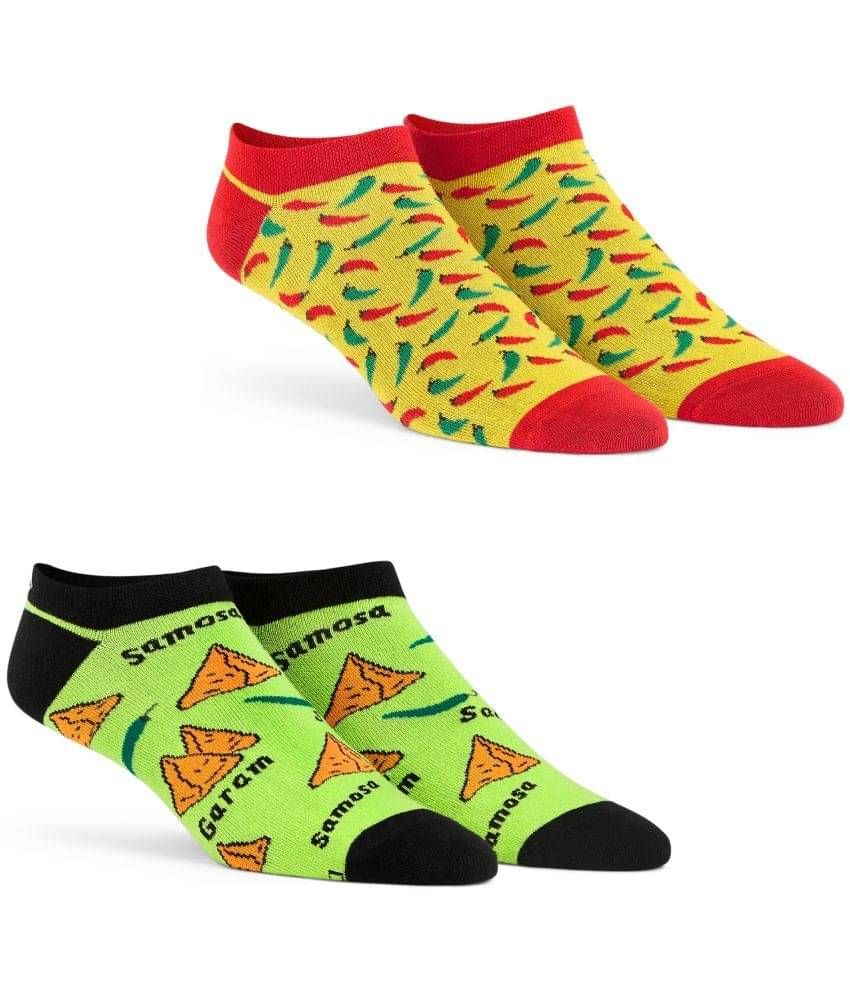     			Dynamocks Cotton Blend Men's Printed Multicolor Low Cut Socks ( Pack of 2 )