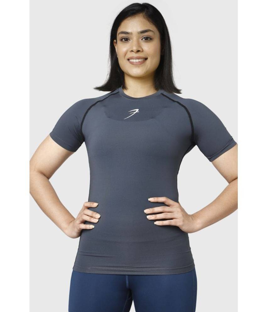     			Fuaark Grey Polyester Lycra Compression - Single