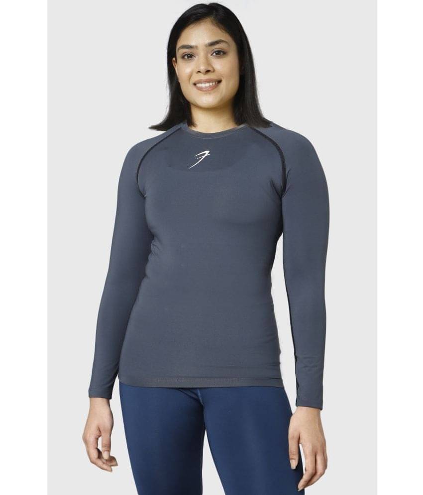     			Fuaark Grey Polyester Lycra Compression - Single