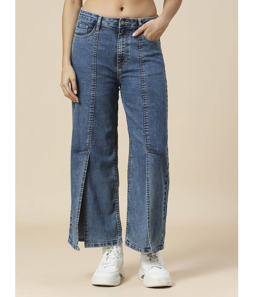 HJ HASASI - InkBlue Denim Wide Leg Women's Jeans ( Pack of 1 ) - Jeans | Buy online on ZillyBuy