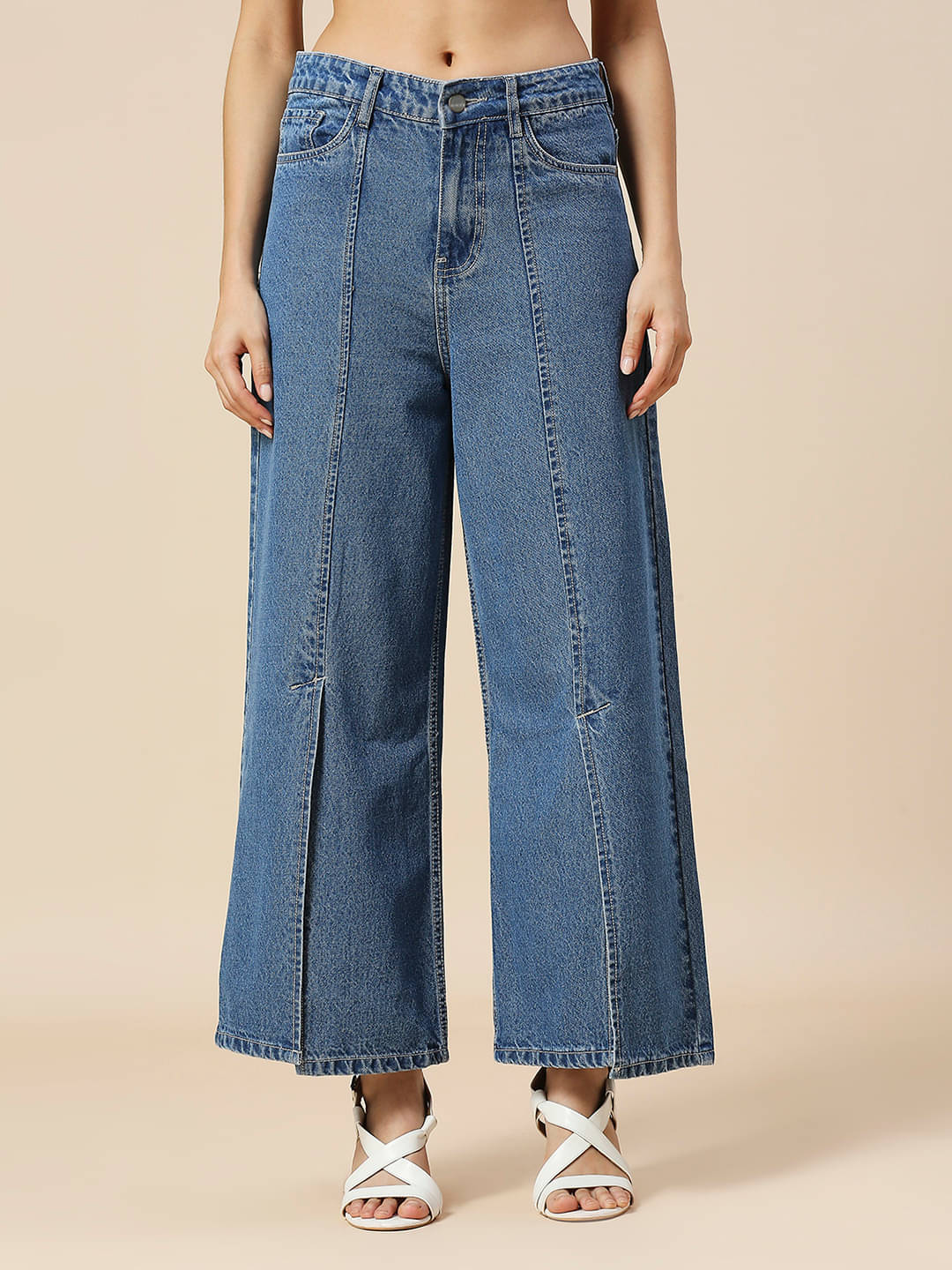     			HJ HASASI - Light Blue Denim Wide Leg Women's Jeans ( Pack of 1 )