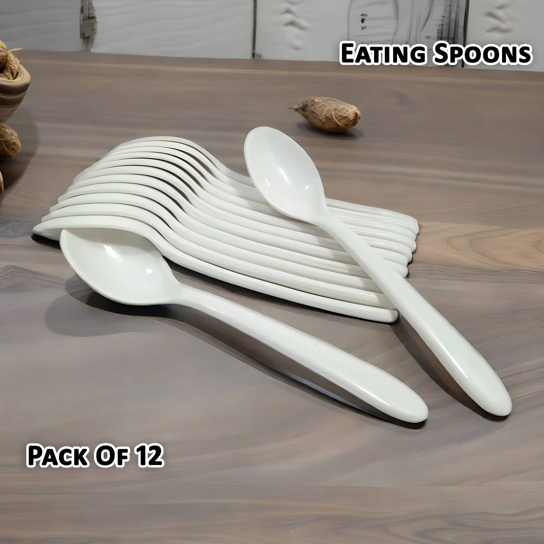     			Inpro White Melamine Table Spoon ( Pack of 12 )