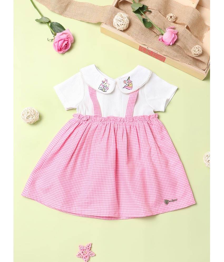 Nauti Nati Pink & White Polyester Girls A-line Dress ( Pack of 1 ) Nauti Nati Pink & White Polyester Girls A-line Dress ( Pack of 1 )