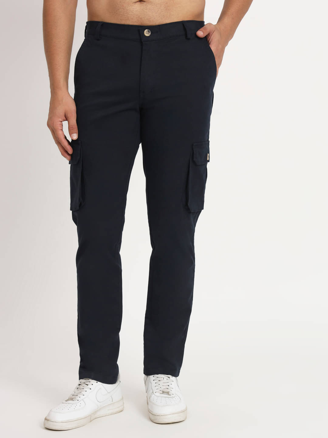     			RAGZO Regular Flat Men's Cargos - Dark Blue ( Pack of 1 )
