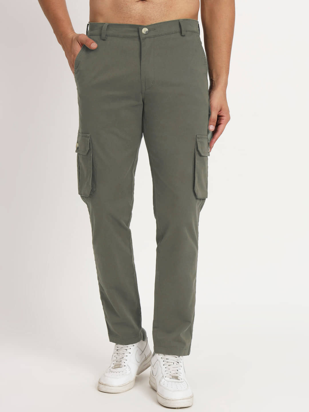 RAGZO Regular Flat Men's Cargos - Olive Green ( Pack of 1 ) - Trousers | Buy online on ZillyBuy