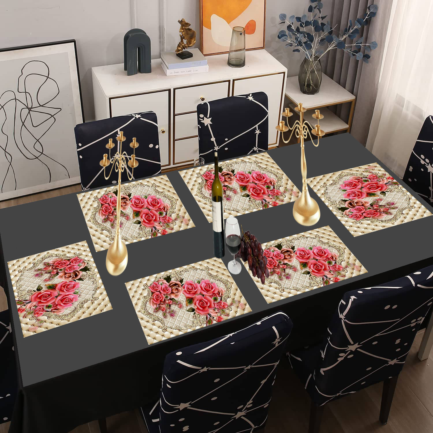 Revexo PVC Abstract Rectangle Table Mats ( 40 cm x 30 cm ) Pack of 6 - Multi Revexo PVC Abstract Rectangle Table Mats ( 40 cm x 30 cm ) Pack of 6 - Multi
