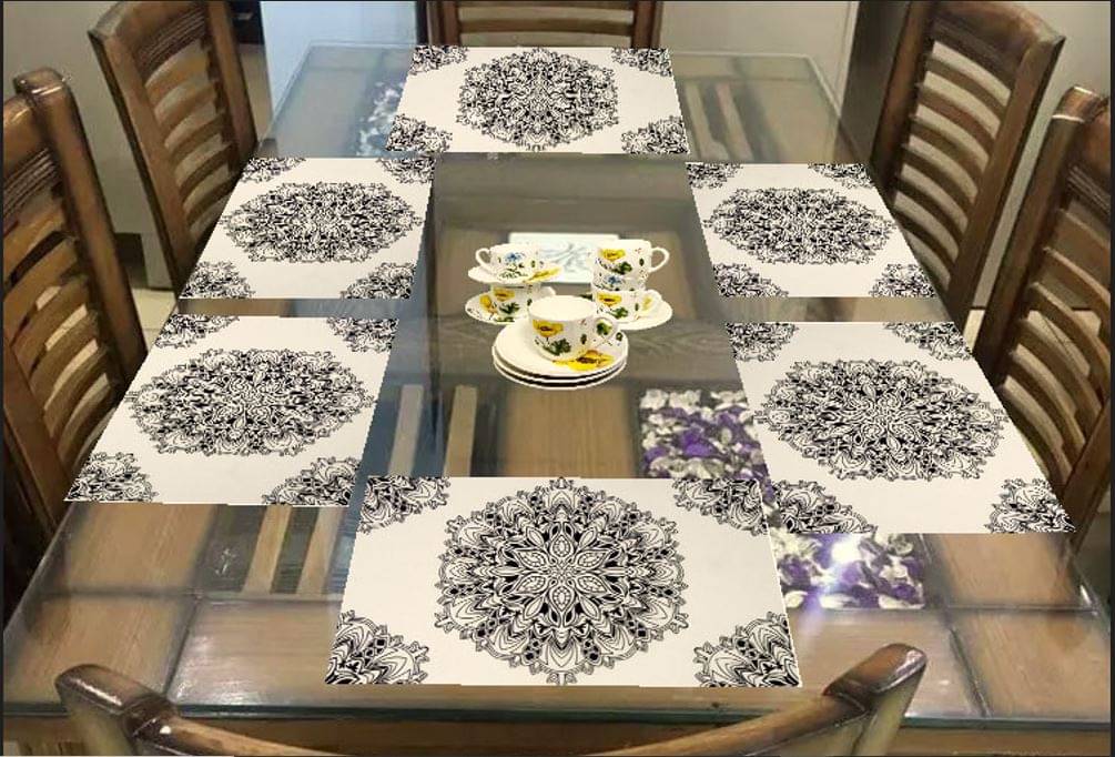 Revexo PVC Abstract Rectangle Table Mats ( 40 cm x 30 cm ) Pack of 6 - Multi Revexo PVC Abstract Rectangle Table Mats ( 40 cm x 30 cm ) Pack of 6 - Multi