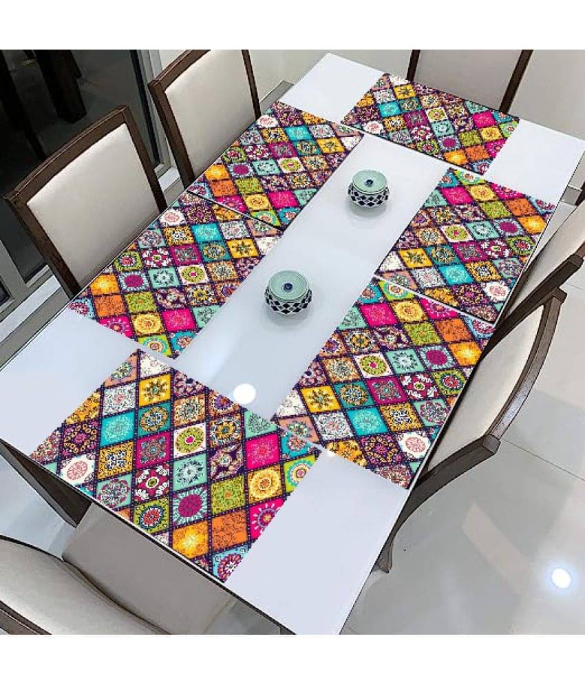     			Revexo PVC Abstract Rectangle Table Mats ( 40 cm x 30 cm ) Pack of 6 - Multi