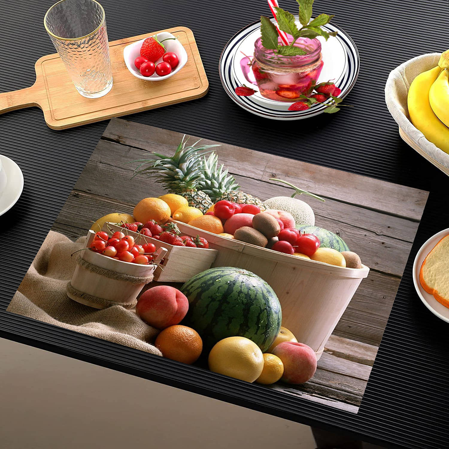 Revexo PVC Abstract Rectangle Table Mats ( 40 cm x 30 cm ) Pack of 6 - Multi Revexo PVC Abstract Rectangle Table Mats ( 40 cm x 30 cm ) Pack of 6 - Multi