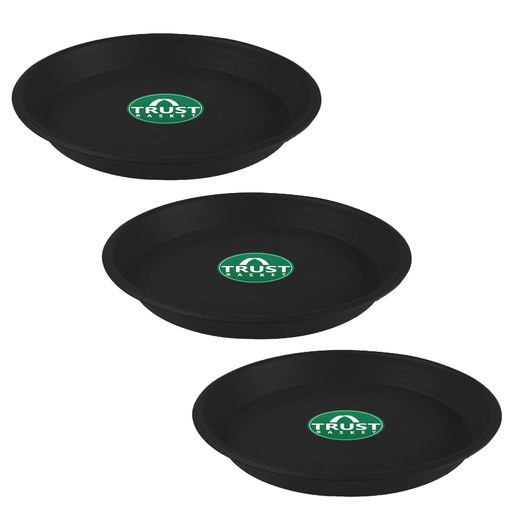     			TrustBasket Uv Treated 16 Inch Round Bottom Tray Saucer - Black Color - Set of 3