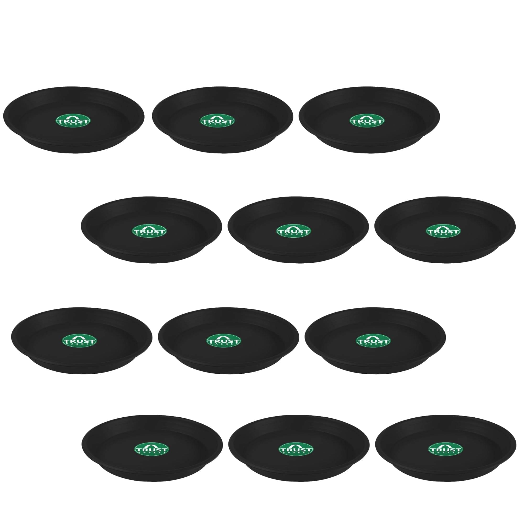     			TrustBasket UV Treated 10 inch Round Bottom Tray Saucer (Black Color) - Set of 12