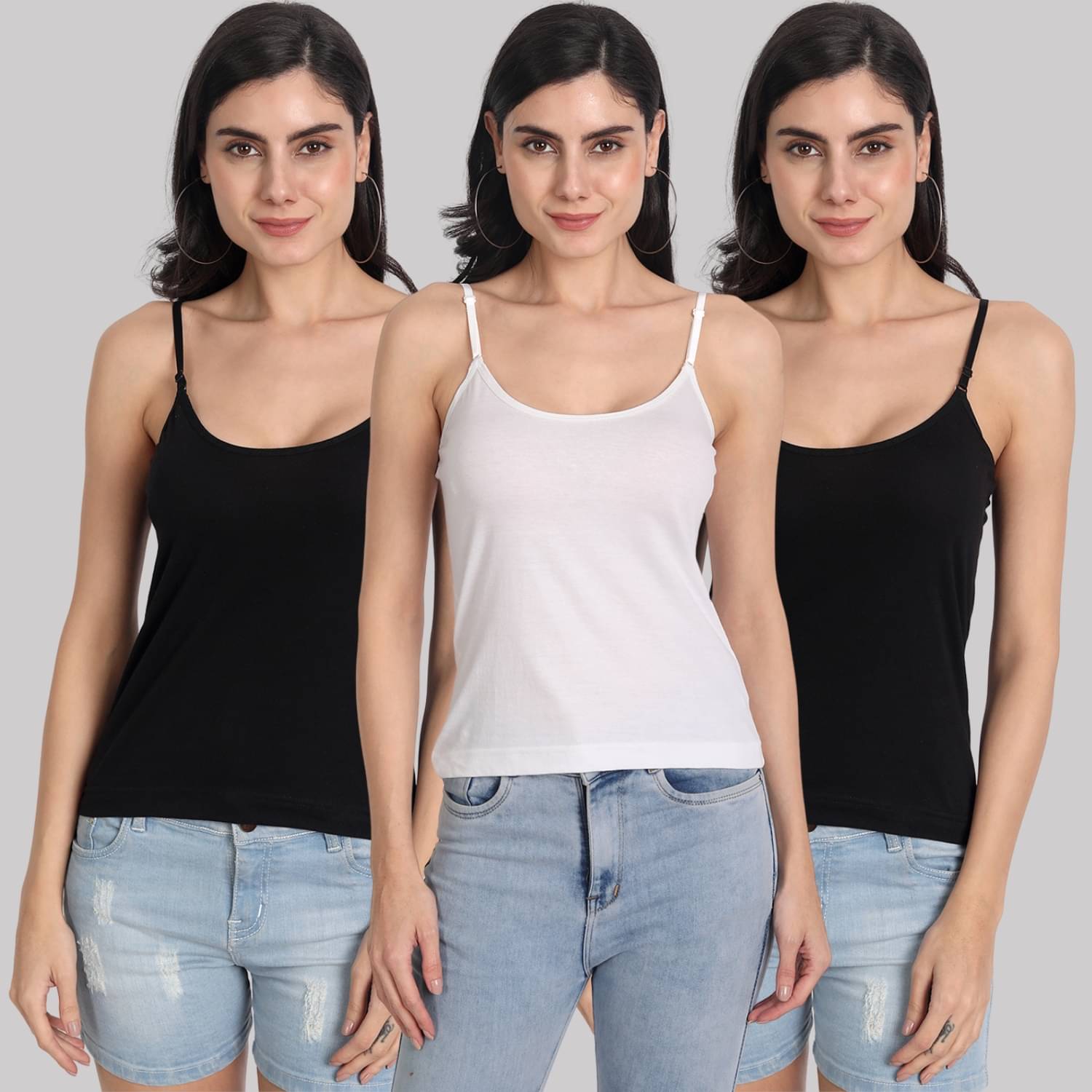 AIMLY Cotton Camisoles - Black Pack of 3 AIMLY Cotton Camisoles - Black Pack of 3