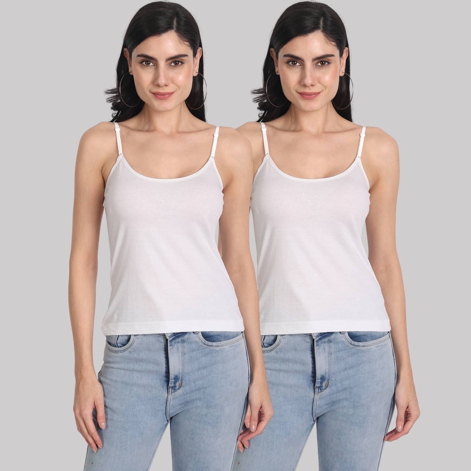 AIMLY Cotton Camisoles - White Pack of 2     			AIMLY Cotton Camisoles - White Pack of 2