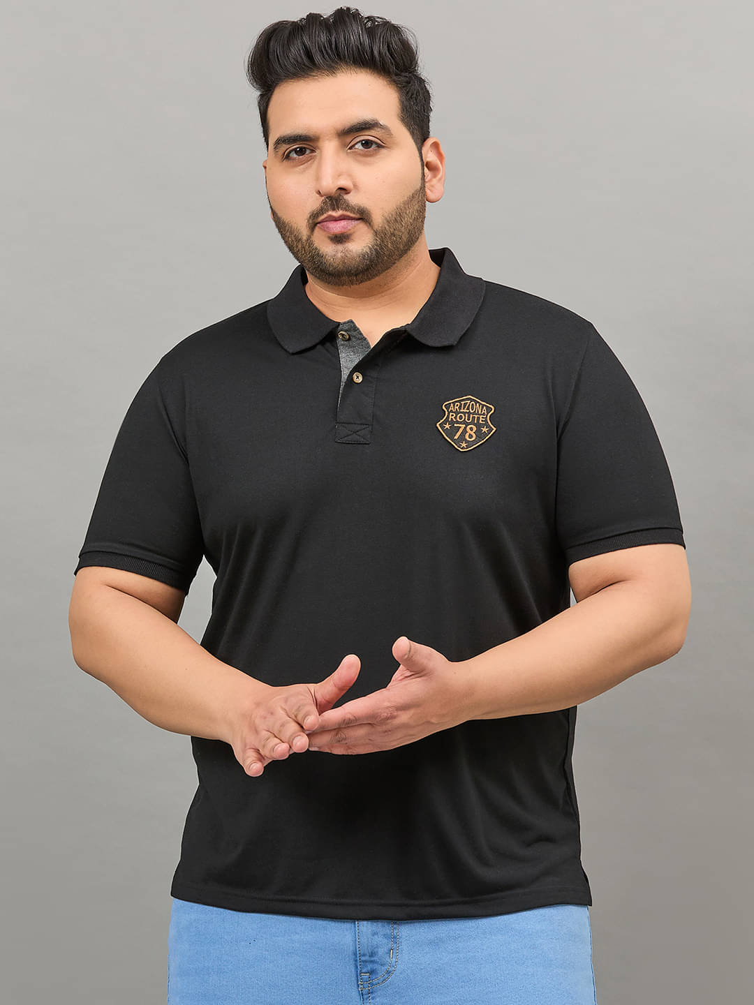 AUSTIVO Pack of 1 Cotton Blend Regular Fit Solid Half Sleeves Men's Polo T Shirt ( Black )     			AUSTIVO Pack of 1 Cotton Blend Regular Fit Solid Half Sleeves Men's Polo T Shirt ( Black )