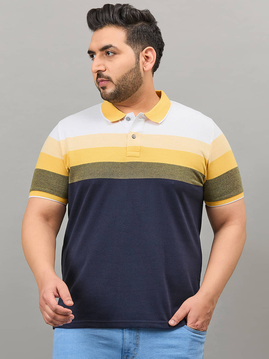     			AUSTIVO Cotton Blend Regular Fit Colorblock Half Sleeves Men's Polo T Shirt - Multicolor ( Pack of 1 )