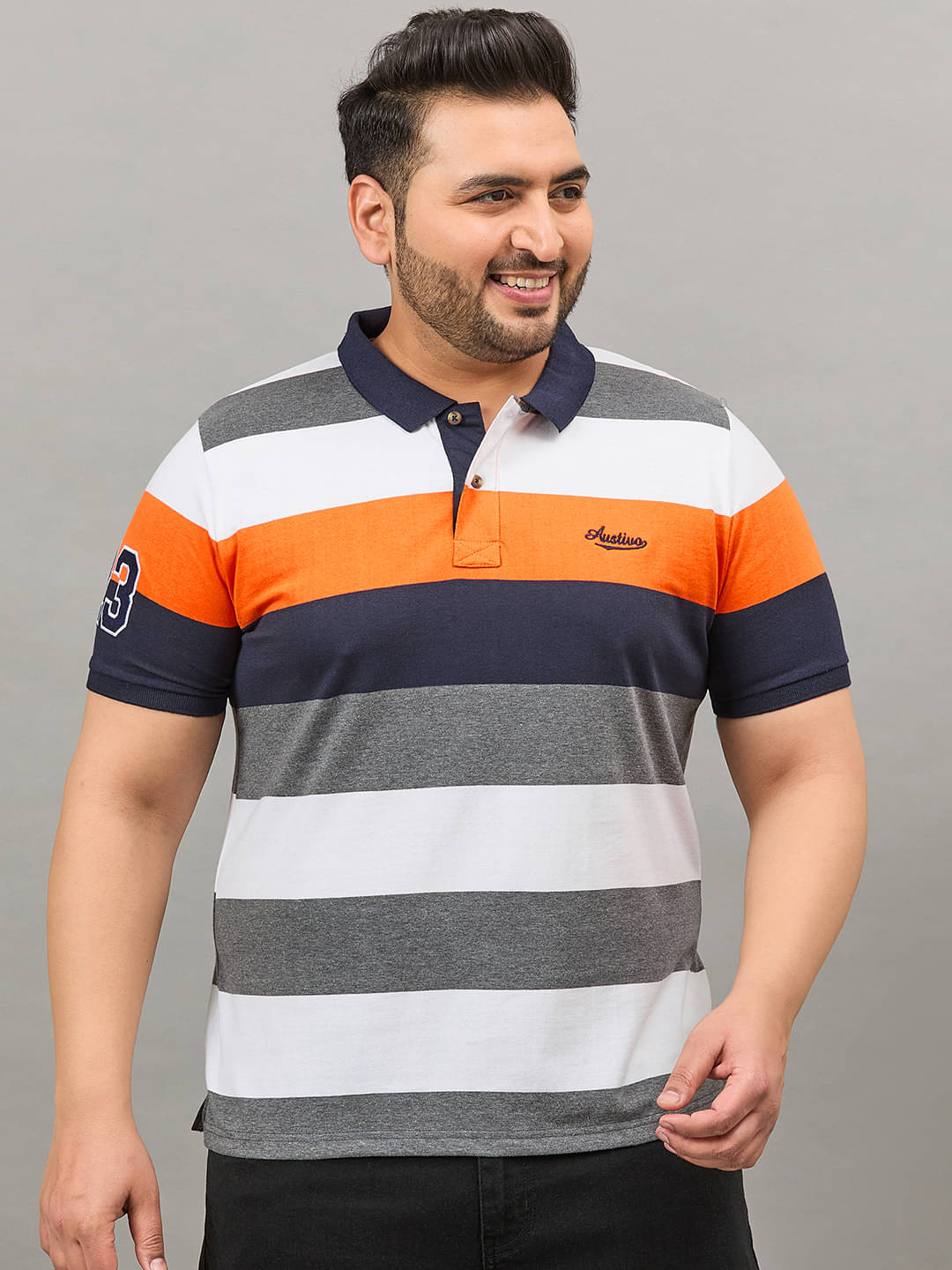     			AUSTIVO Pack of 1 Cotton Blend Regular Fit Colorblock Half Sleeves Men's Polo T Shirt ( Multicolor )