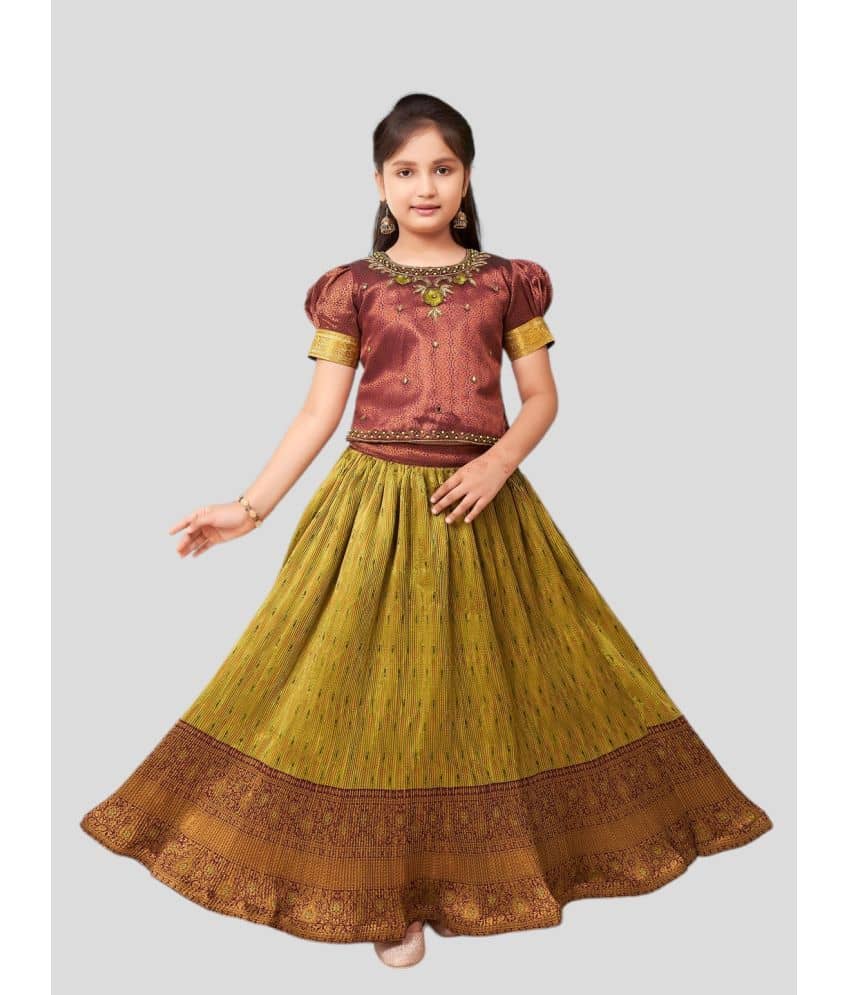 Aarika Brocade Lehenga Choli Set For Girls ( Pack of 1 , Maroon )