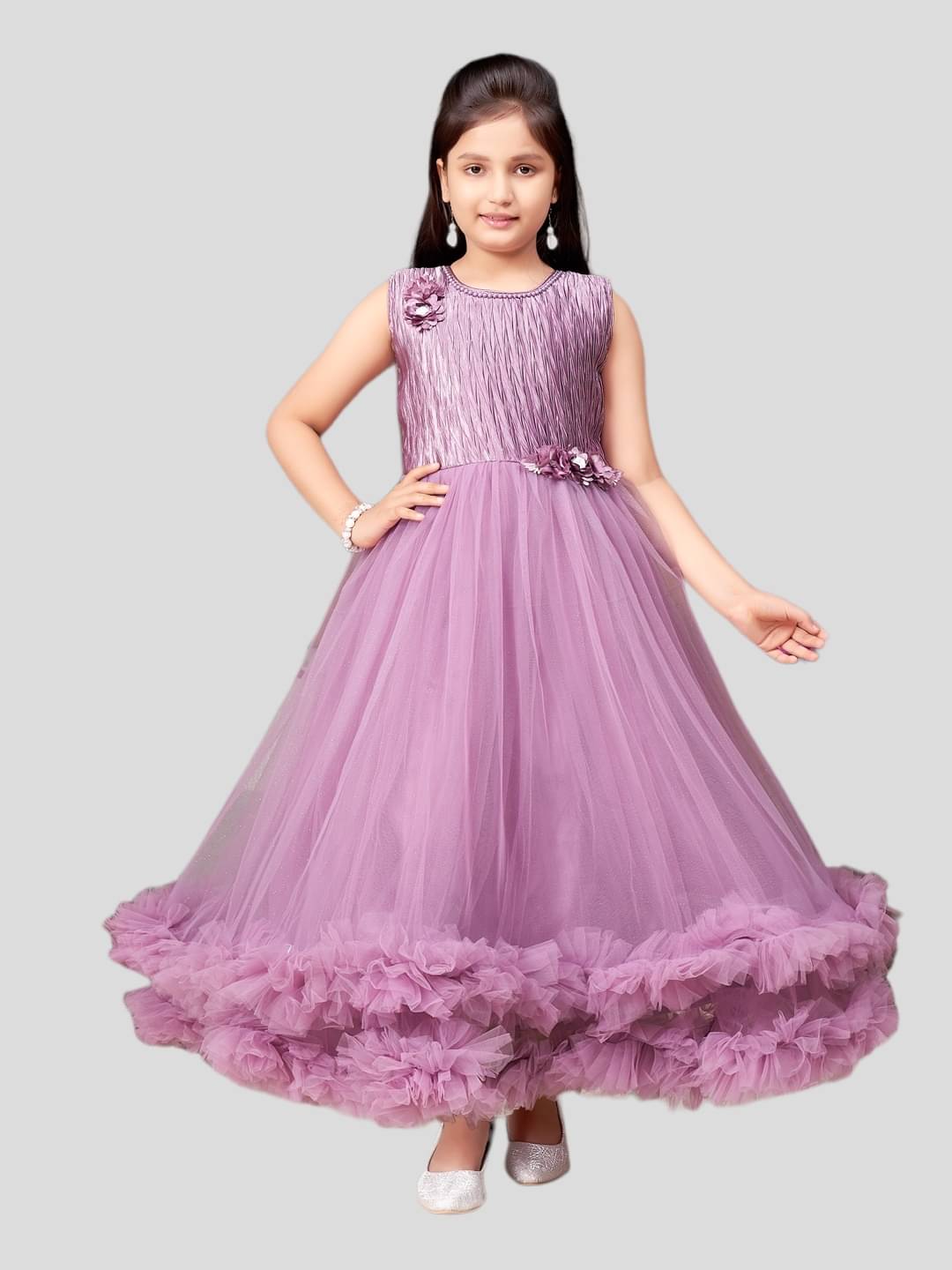     			Aarika Purple Net Girls Fit And Flare Dress ( Pack of 1 )