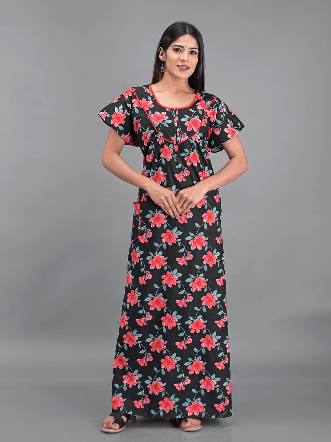     			Apratim Multicolor Cotton Women's Nightwear Nighty & Night Gowns ( Pack of 1 )