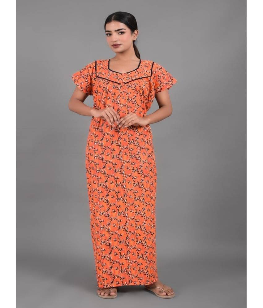     			Apratim Peach Cotton Women's Nightwear Nighty & Night Gowns ( Pack of 1 )