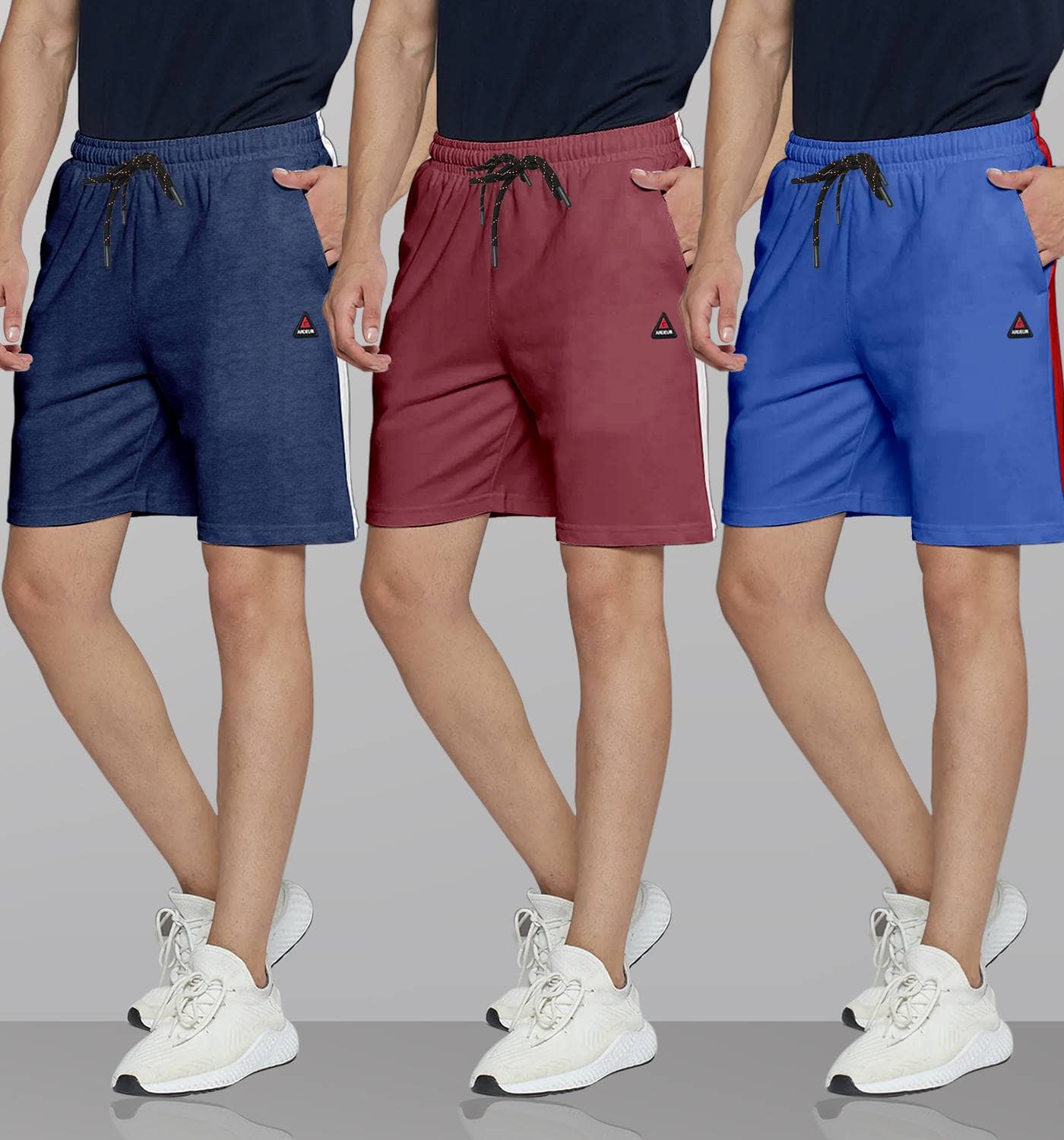 Ardeur Multi Cotton Blend Men's Shorts ( Pack of 3 ) - Shorts | Buy online on ZillyBuy