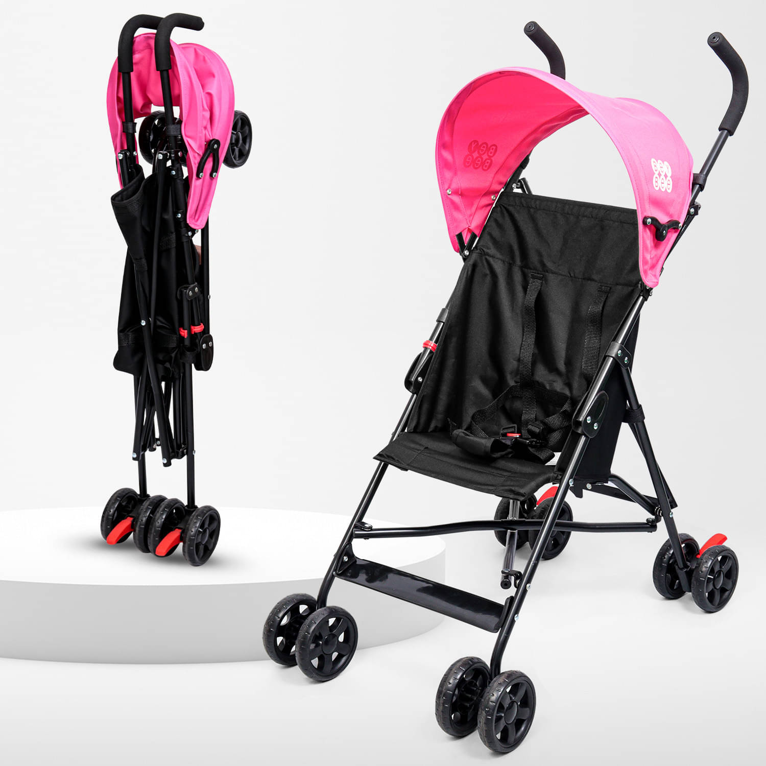     			BeyBee Travel-Friendly Compact Baby Stroller Pram for Newborn Baby|with 5 Point Safety Harness, Adjustable seat Recline, with Canopy|Easy Foldable and Carry |Kids Age 0-2 Years, 15Kg Capacity (Pink)