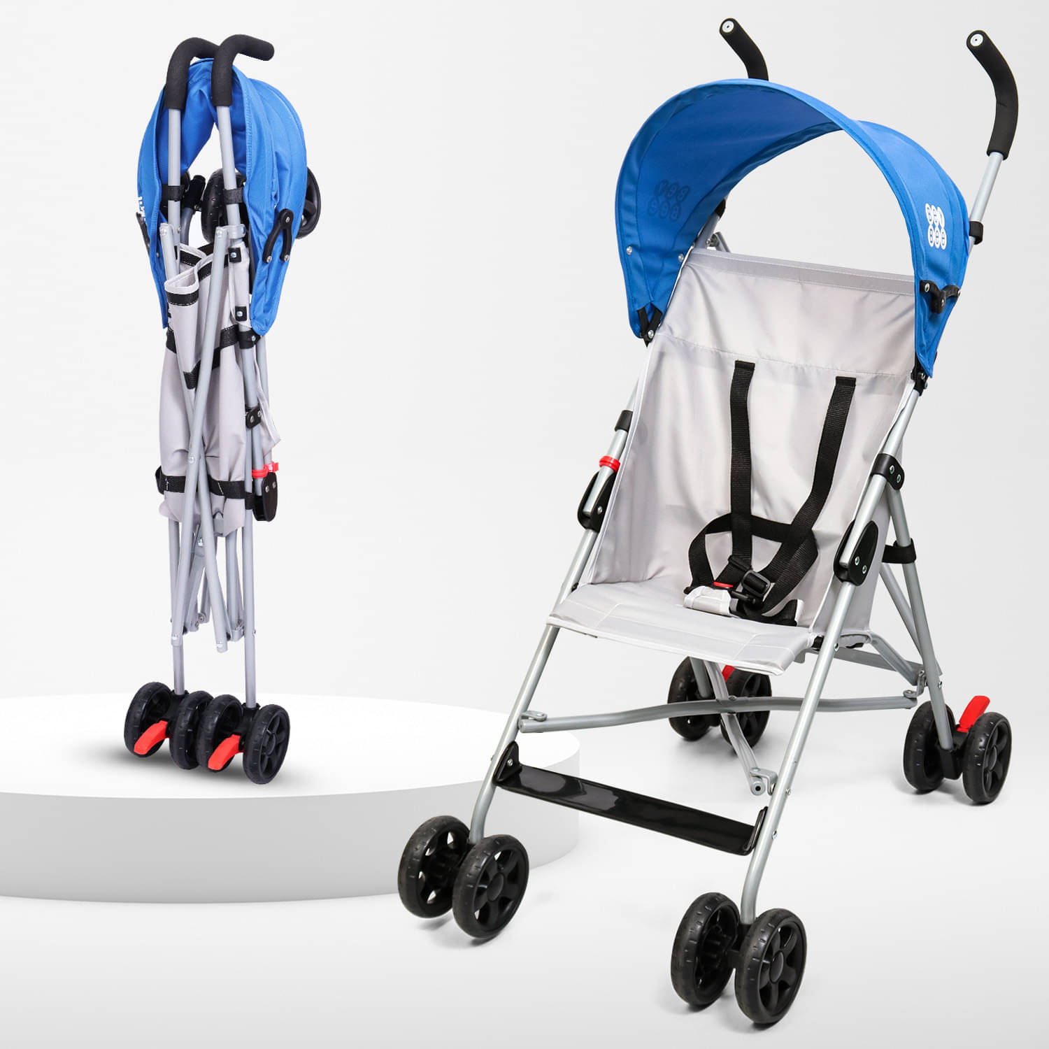     			BeyBee Travel-Friendly Compact Baby Stroller Pram for Newborn Baby|with 5 Point Safety Harness, Adjustable seat Recline, with Canopy|Easy Foldable and Carry |Kids Age 0-2 Years, 15Kg Capacity (Blue)