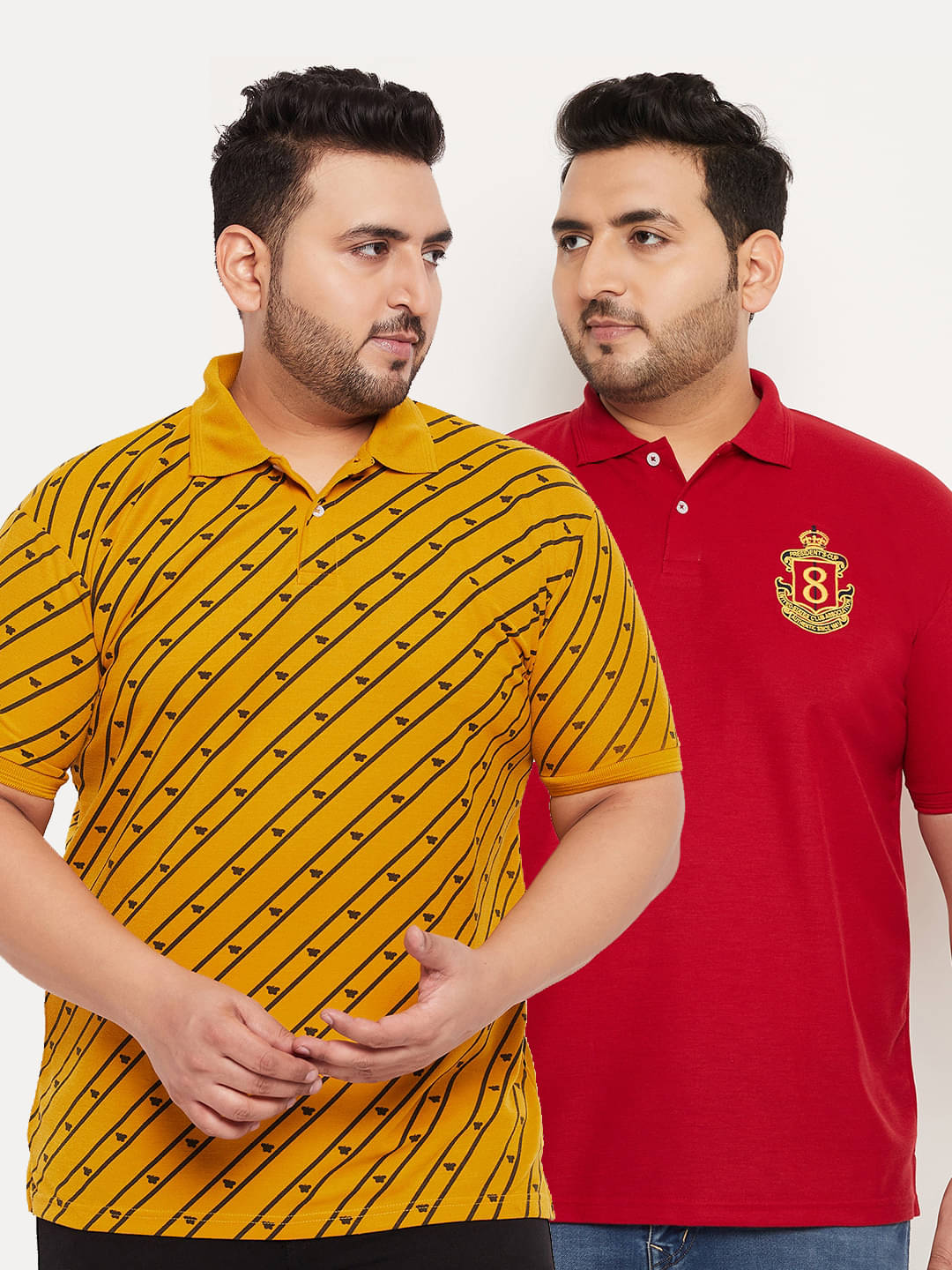     			GET GOLF Pack of 2 Cotton Blend Regular Fit Printed Half Sleeves Men's Polo T Shirt ( Mustard )