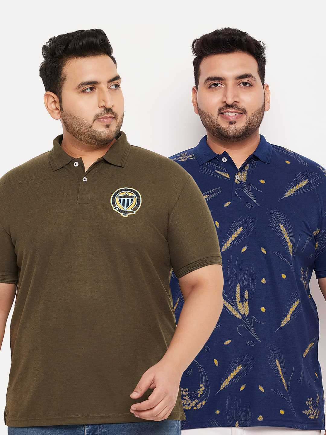 GET GOLF Pack of 2 Cotton Blend Regular Fit Solid Half Sleeves Men's Polo T Shirt ( Olive )