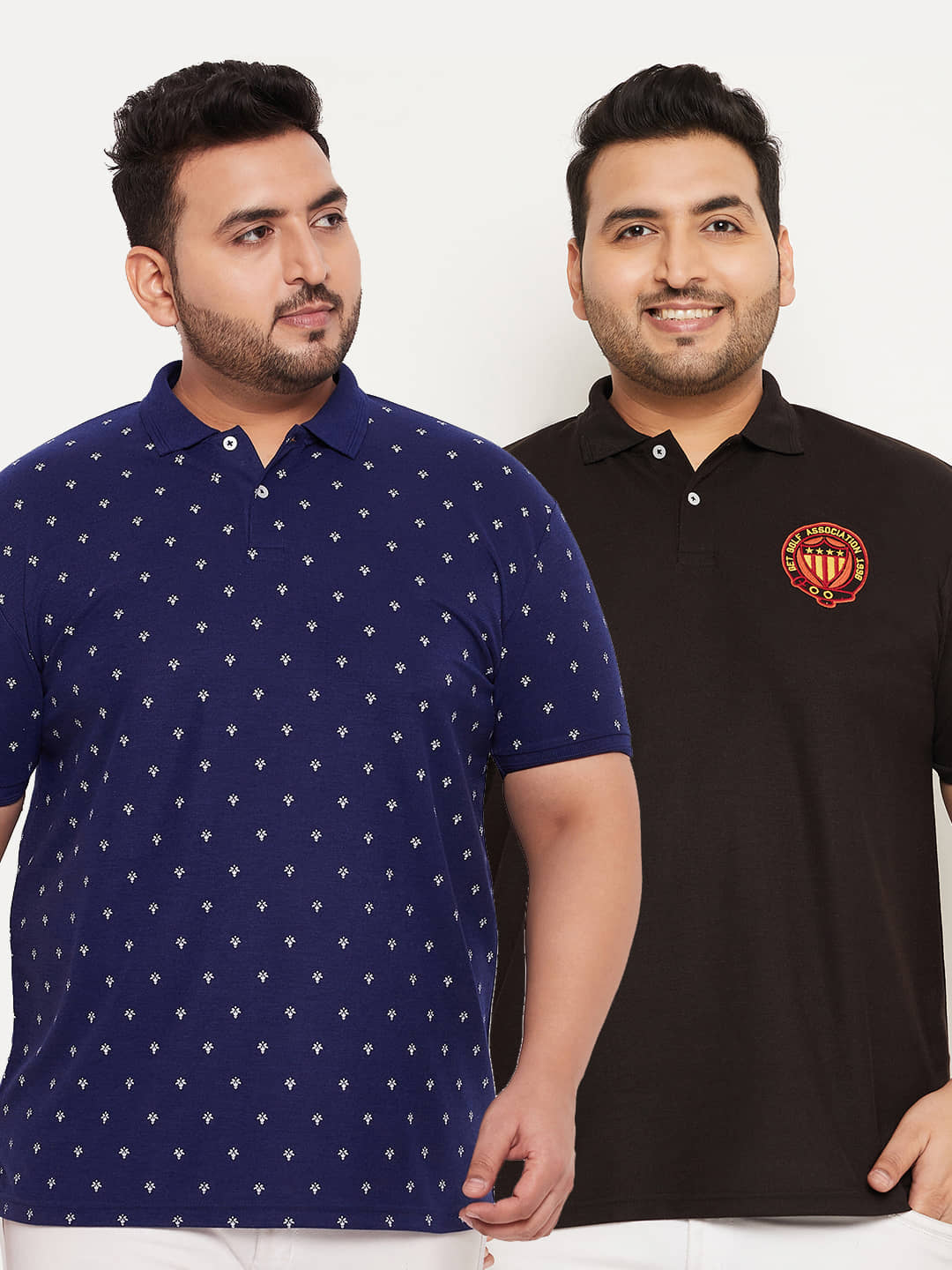 GET GOLF Pack of 2 Cotton Blend Regular Fit Printed Half Sleeves Men's Polo T Shirt ( Mustard )