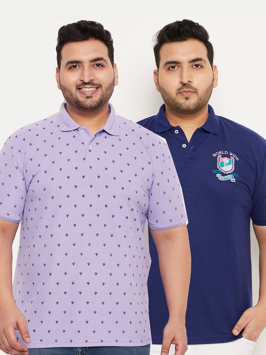     			GET GOLF Pack of 2 Cotton Blend Regular Fit Printed Half Sleeves Men's Polo T Shirt ( Lavender )
