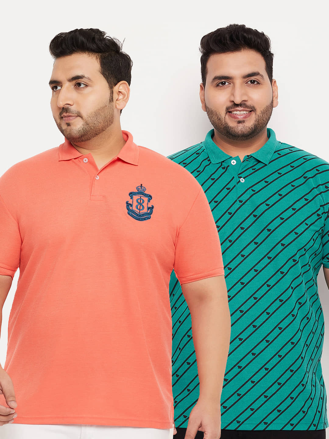 GET GOLF Pack of 2 Cotton Blend Regular Fit Solid Half Sleeves Men's Polo T Shirt ( Coral )