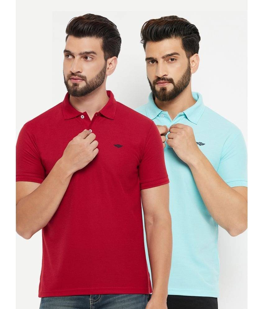     			GET GOLF Pack of 2 Cotton Blend Regular Fit Solid Half Sleeves Men's Polo T Shirt ( Maroon )