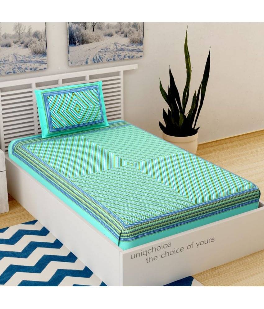     			Uniqchoice Cotton 1 Single Bedsheet with 1 Pillow Cover ( Sea Green )