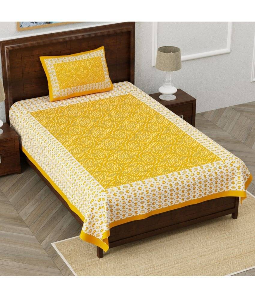     			Uniqchoice Cotton 1 Single Bedsheet with 1 Pillow Cover ( Yellow )