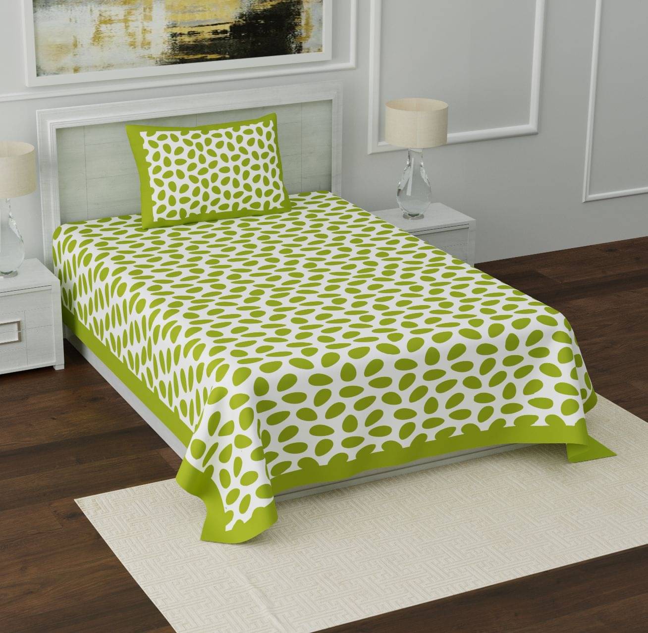 Uniqchoice Cotton 1 Single Bedsheet with 1 Pillow Cover ( Green ) Uniqchoice Cotton 1 Single Bedsheet with 1 Pillow Cover ( Green )