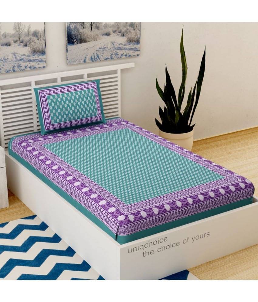     			Uniqchoice Cotton 1 Single Bedsheet with 1 Pillow Cover ( Sea Green )