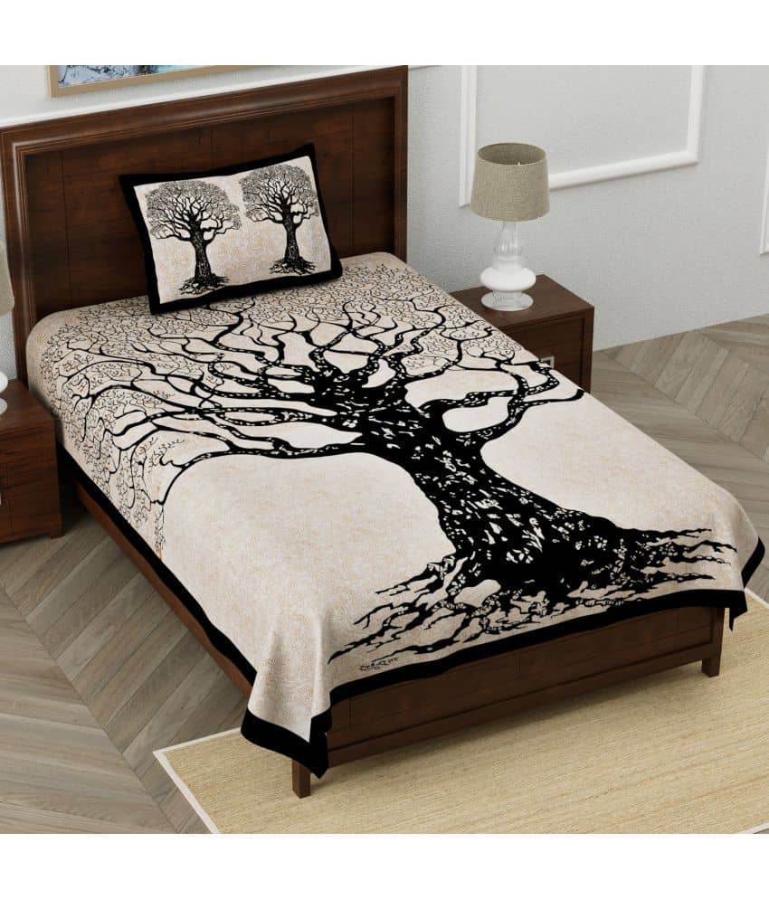 Uniqchoice Cotton 1 Single Bedsheet with 1 Pillow Cover ( Black )