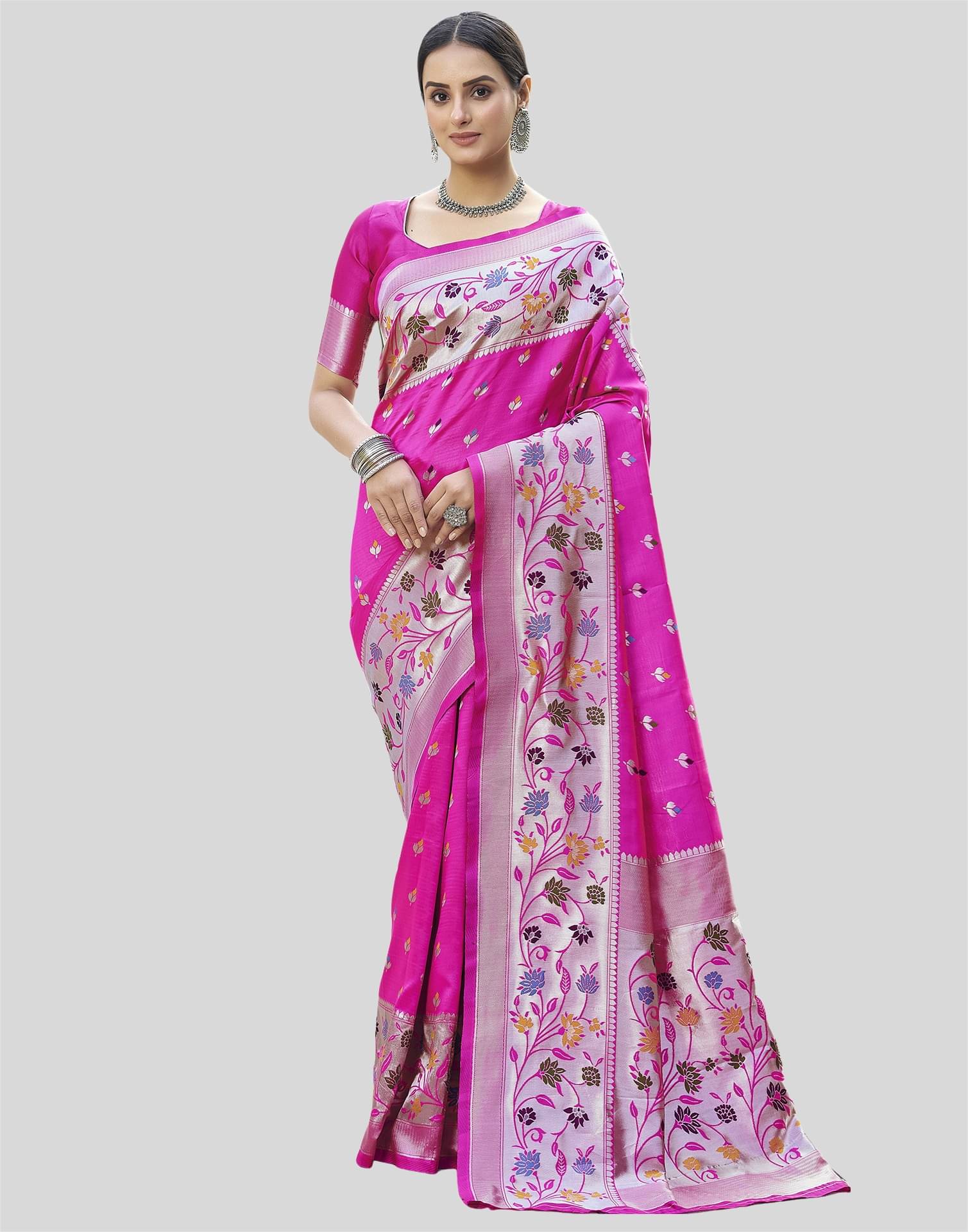 Satrani Art Silk Self Design Saree With Unstitched Blouse Piece ( Pink ) Satrani Art Silk Self Design Saree With Unstitched Blouse Piece ( Pink )