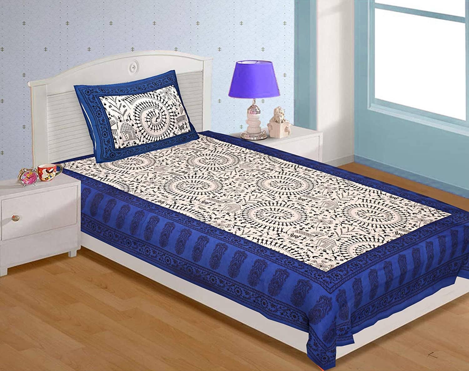 Uniqchoice Cotton Single Bedsheet ( Blue )